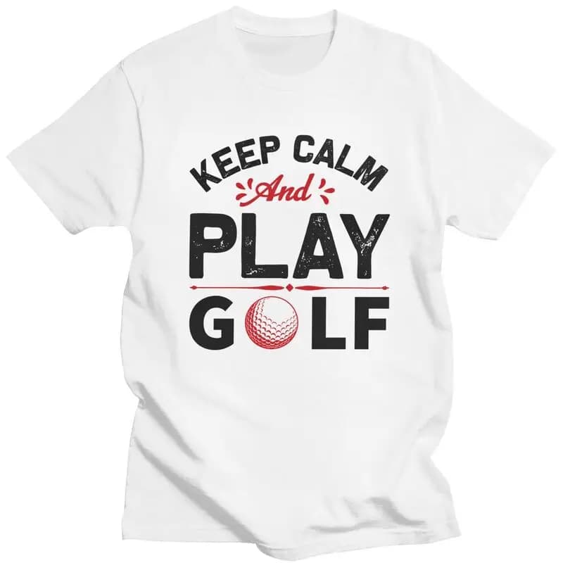 T-shirt da golf personalizzate Keep Calm And Play T-shirt da uomo in cotone 100% T-shirt da uomo a maniche corte