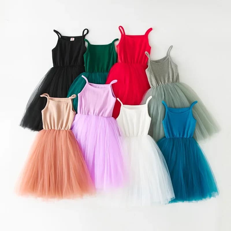 2024 Estate Nuove Ragazze Sling Vestito Casuale Del Bambino Impiombato Maglia Vestito Da Principessa Carino Senza Maniche Morbido Sottile Bottomst Vestito 1-8T