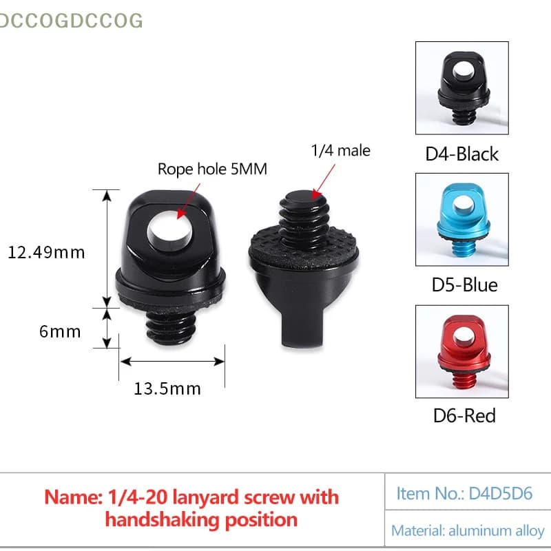 1/4 Vite per cordino 3/8 Treppiede per fotocamera reflex Anello di sollevamento Accessori per fotocamera digitale sportiva con anello di collegamento per cinghia con foro per cordino