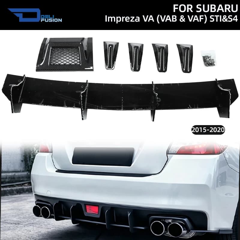 Diffusore Posteriore con Alette a Pinna di Squalo e Copertura Luce Freno per Subaru Impreza VA (VAB & VAF) STI & S4 2015-2020, Accessori Auto
