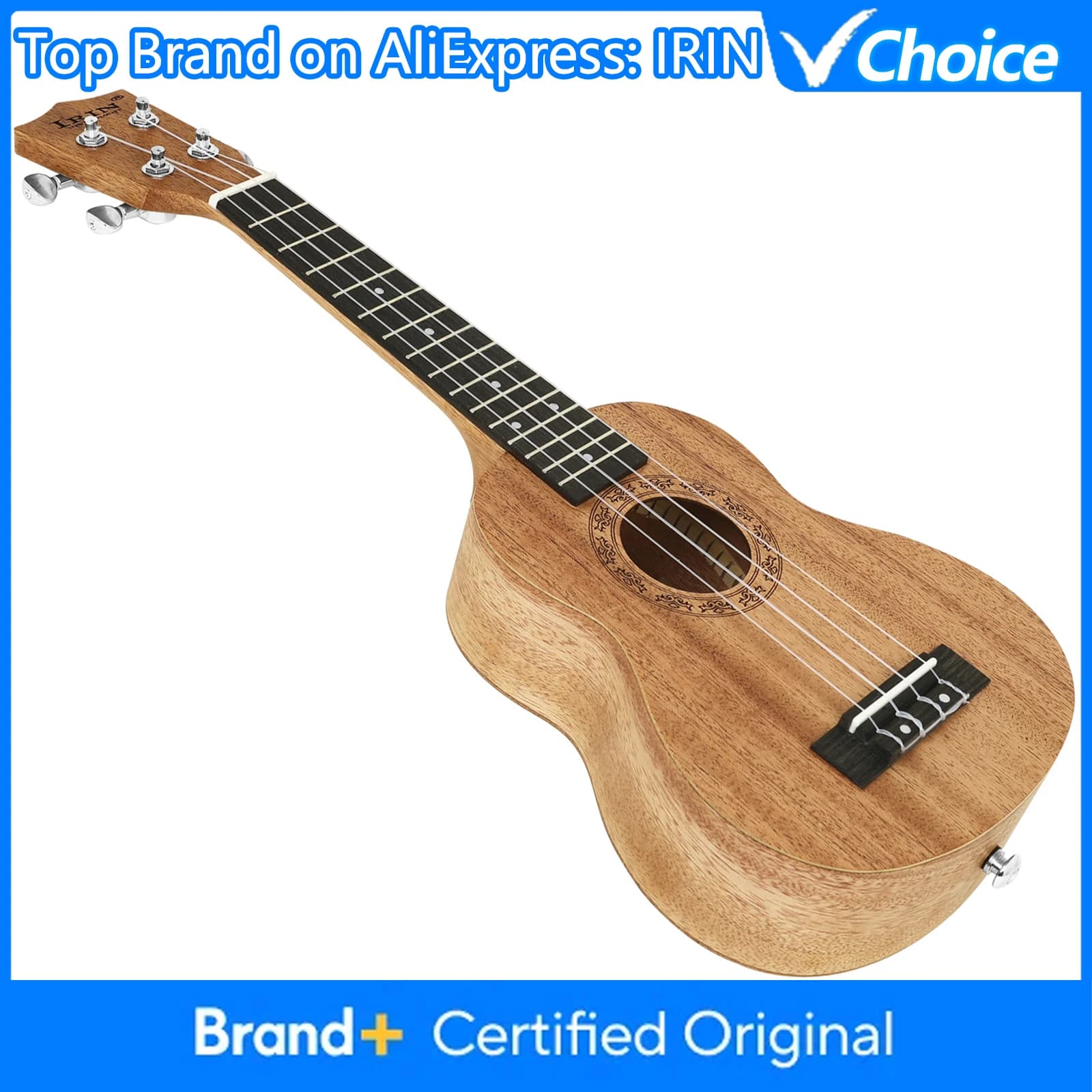 Ukulele IRIN 21 Pollici di Alta Qualità in Legno Massello Fatto a Mano, Strumento Musicale a Corda per Principianti e Performance