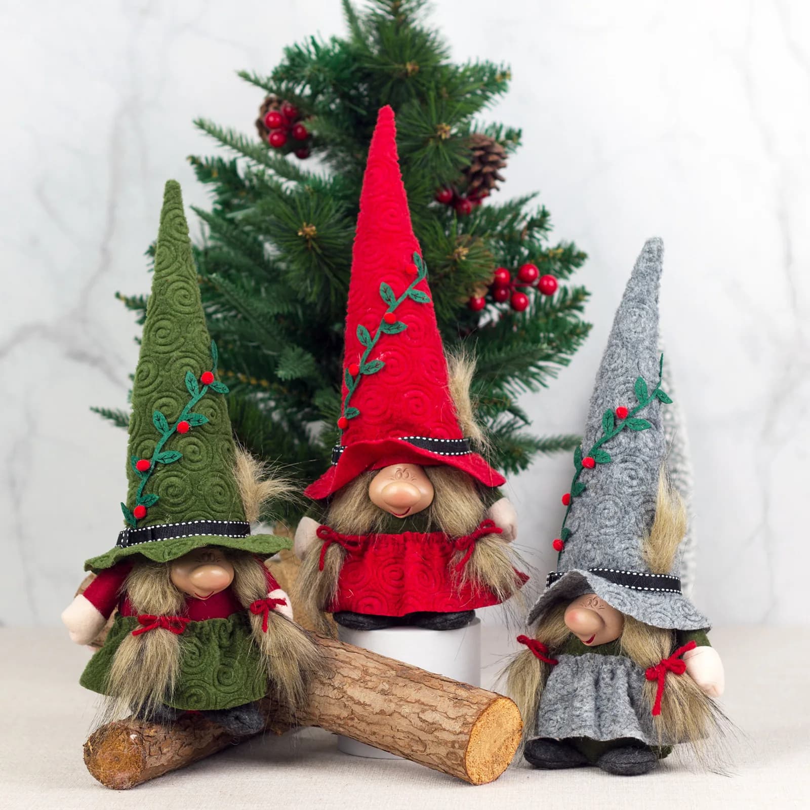 Decorazioni natalizie Ornamenti per uomo della foresta Cappello a punta Naso grande Gnomo nano Ornamenti per bambole a gamba corta