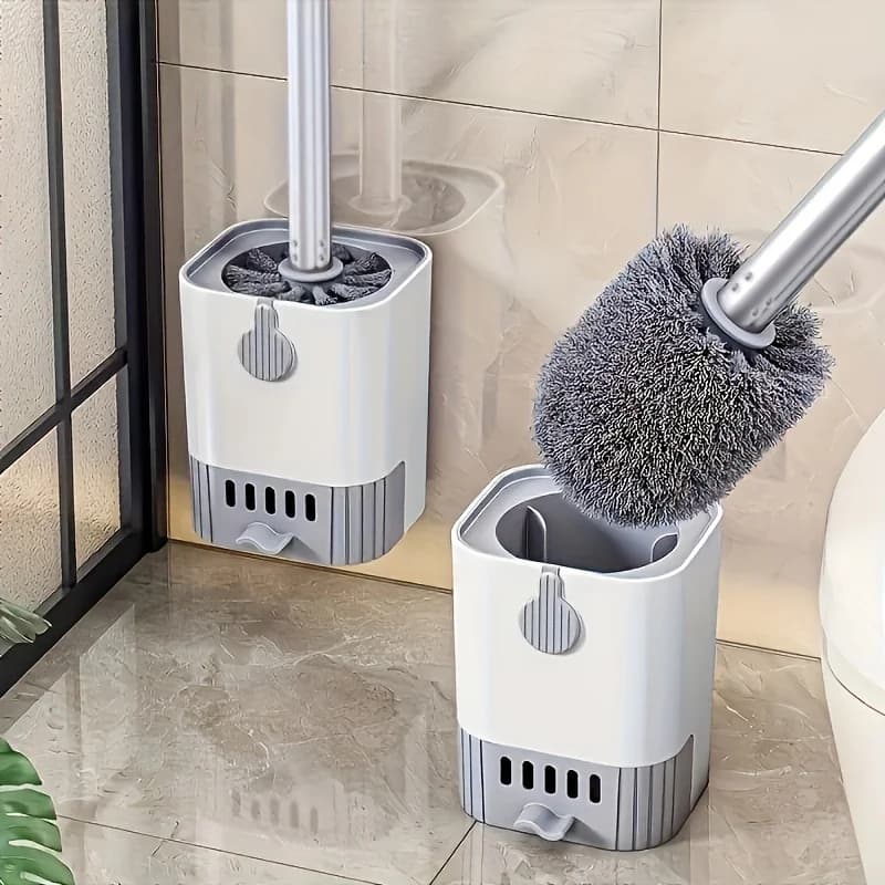 1 set, Wall-Mounted Toilet Brush Set with Long Handle - Flexible, No-Dead-Corner Design for Easy Bathroom Cleaning