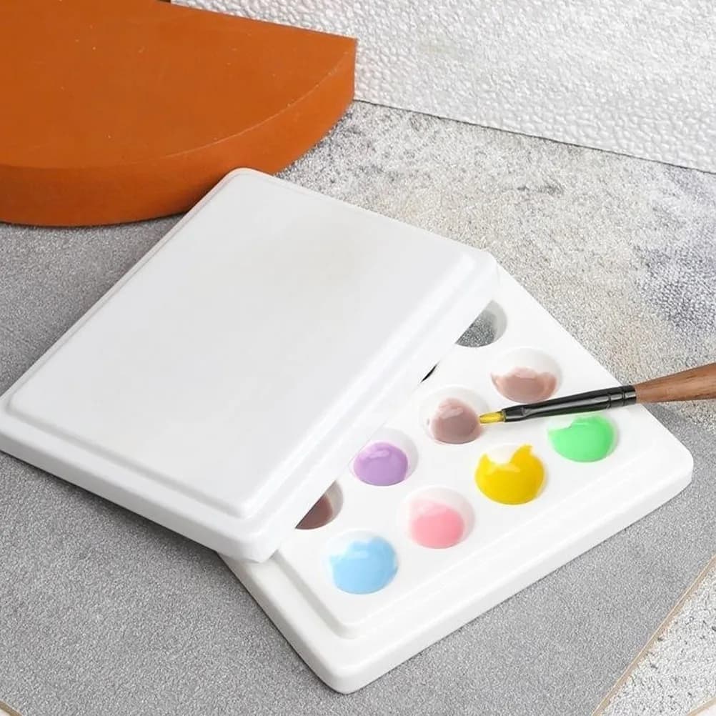 Multifunctional Watercolor Paint Palette Smooth Surface Lightweight Plastic Painting Palette for Acrylic Gouache Oil Painting