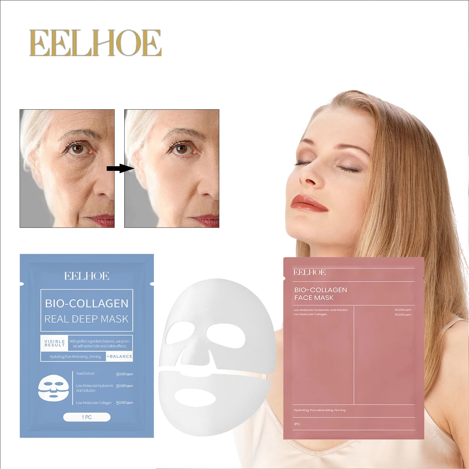 EELHOE Bio Collagen Real Deep Mask Reduce Deep Hydrating Pores Deep Night Mask For Hydrating Face Skin Care
