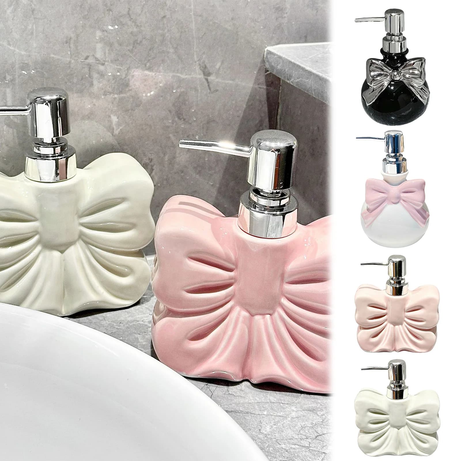 Dispenser di sapone ricaricabile, bottiglie da doccia in ceramica Dispenser di bottiglie con pompa a pressione nuvola Dispenser di sapone liquido ricaricabile per bagno