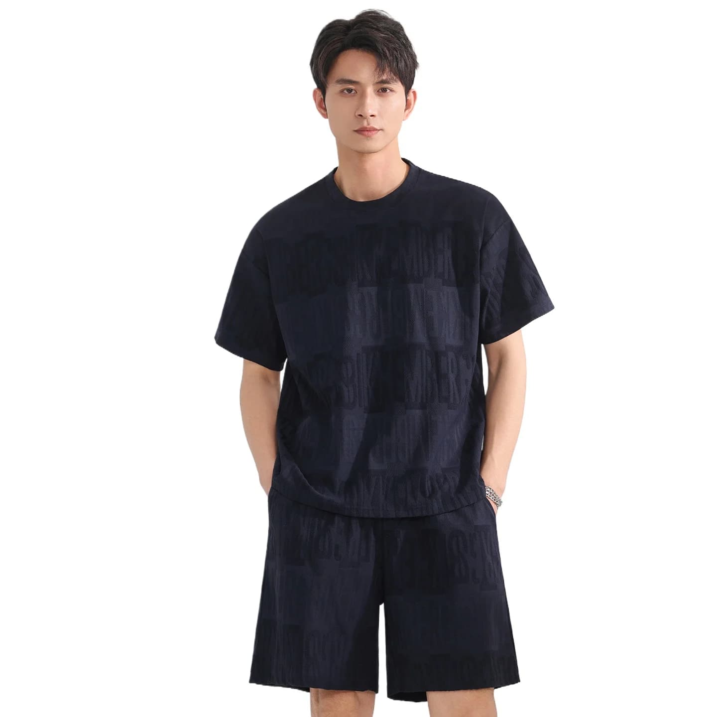 【Pantaloni a 5 punti】Set di t-shirt da uomo, moda estiva, girocollo, sportivo, casual, ciclismo, jogging, uscite quotidiane, traspirante, confortevole