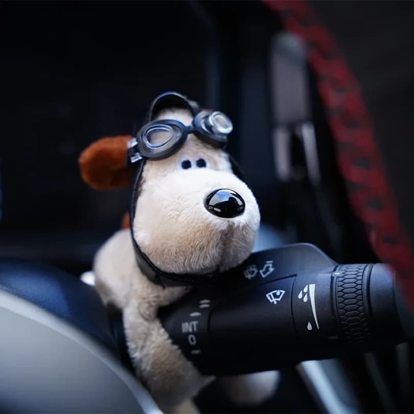 Car Wiper Rod Decoration Figure Plush Puppy Turn Signal Switch Ornament Automotive Interior Accessories Door Handle Decoration