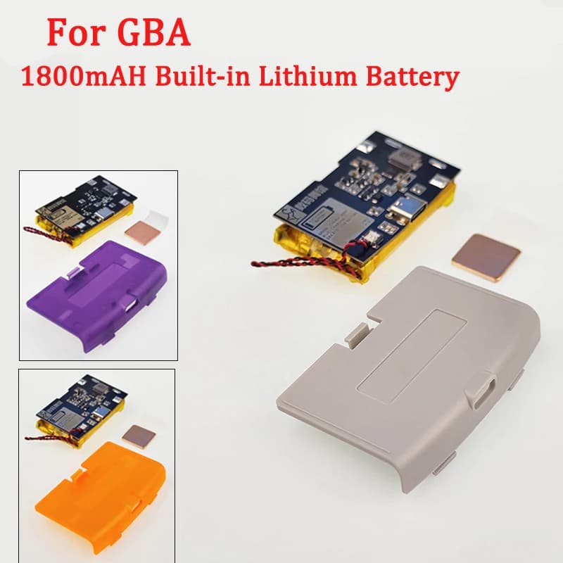 Modulo batteria ricaricabile agli ioni di litio USB-C 1800mAH per Game Boy Advance per GBA Evidenzia con coperchio batteria porta di ricarica di tipo C