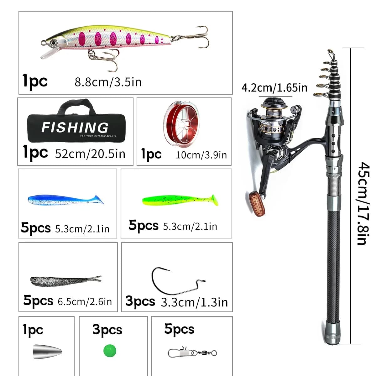 Canna da pesca telescopica in carbonio Luya Set completo Attrezzi da pesca in mare a lungo lancio con scatola da pesca - Set completo di canne da pesca per la pesca sull'oceano