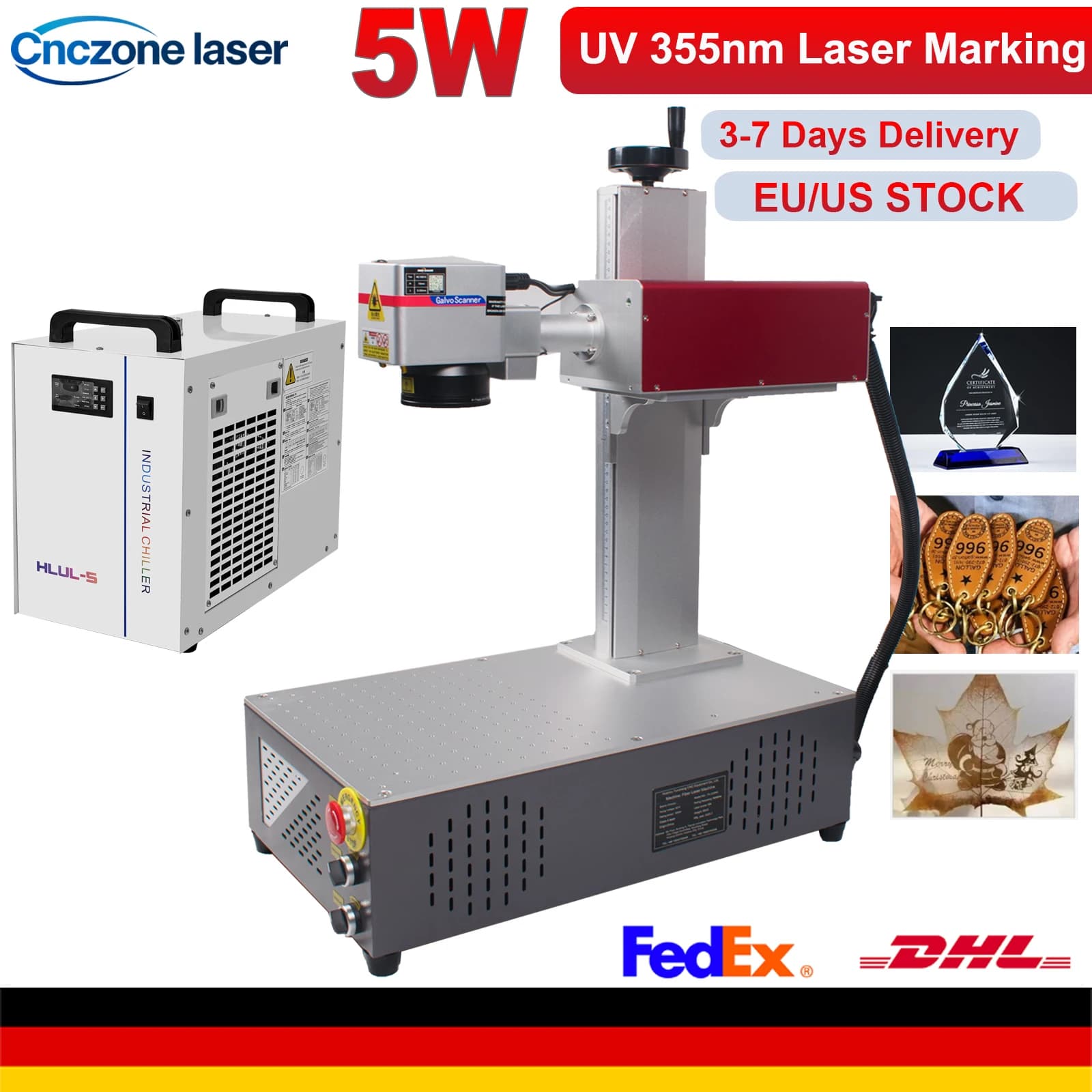 UV 5W Fiber UV 5W 355nm Laser Marking Machine Non-metallic Engraver for Glass/wood/ PVC/stainless steel/plastic marking 175MM lens