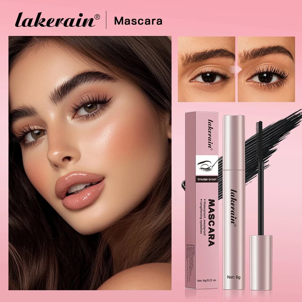Mascara Lakerain Extending for Eyelashes, Waterproof, Long Duration, Septuous Black, Extend Eyelashes, Beauty Makeup, Korean Cosmetic