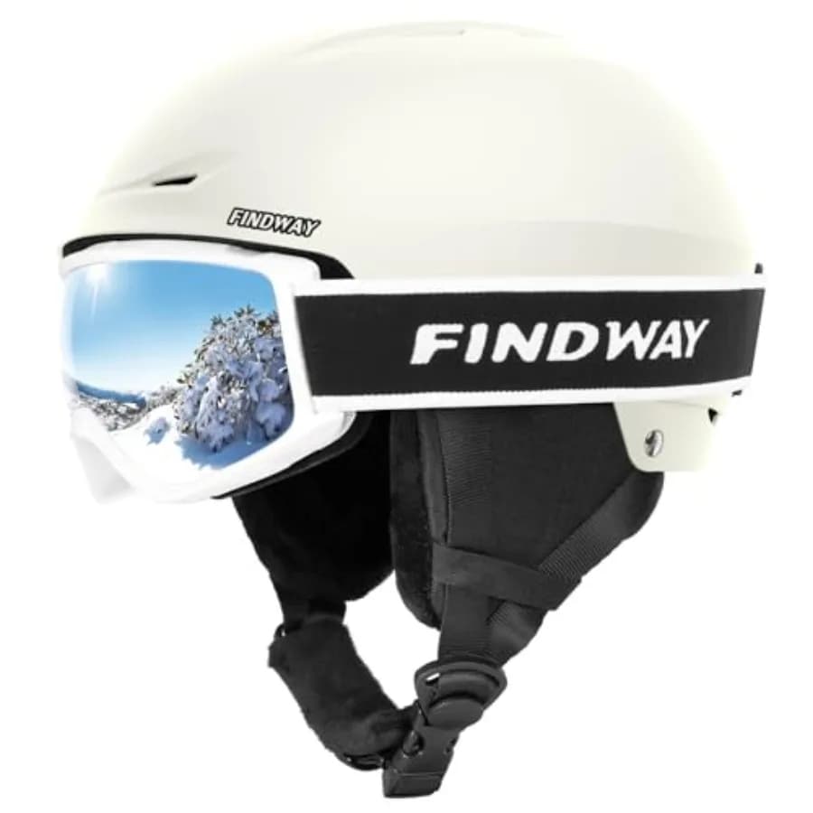 Set Casco da Sci e Snowboard con Occhiali per Adulti [Antiurto] Guscio in ABS Resistente e Imbottitura Interna in Schiuma EPS Protettiva