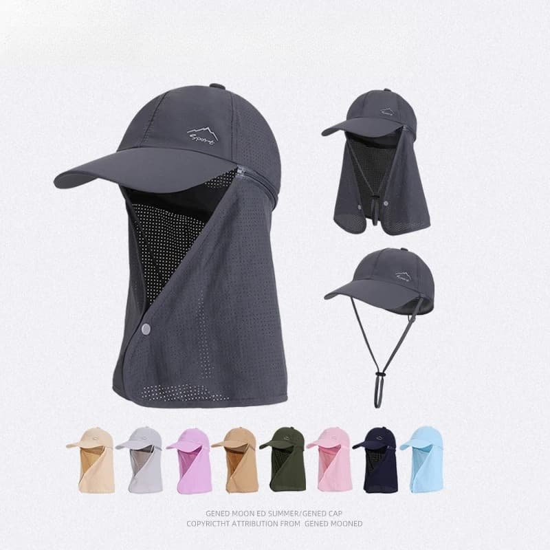 Summer Fishing Sun Protection Baseball Cap Quick Drying Waterproof Detachable Sun Cap Shawl Outdoor Bicycle Visor Men Women
