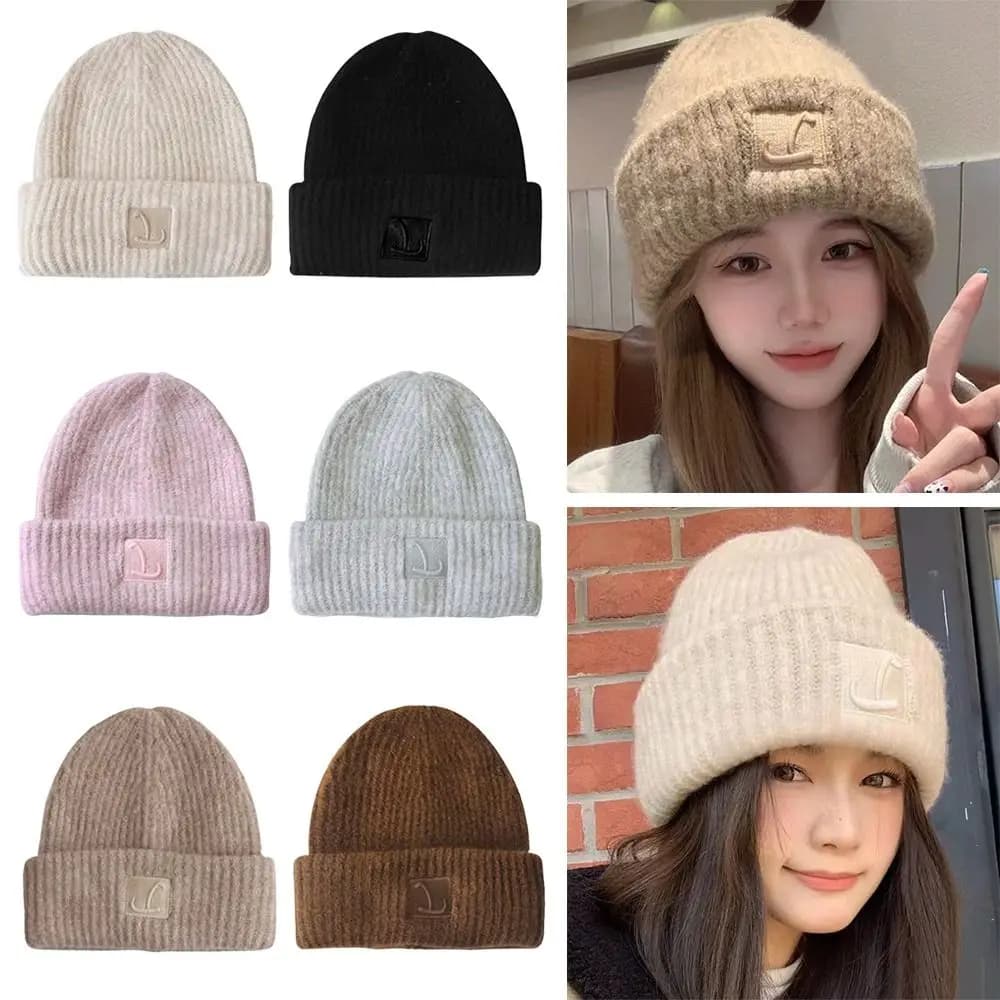 Berretti invernali caldi lavorati a maglia tinta unita cappello caldo antivento cofano hip-hop unisex