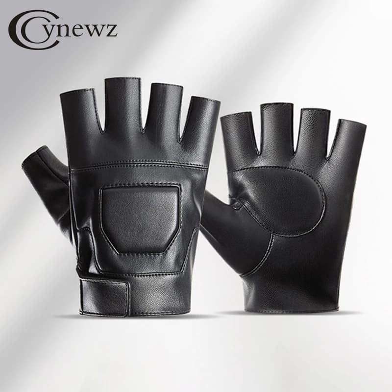 Guanti da moto da uomo neri per esterni primaverili guanti da guida maschili con mezze dita traspiranti e resistenti all'usura autunnali