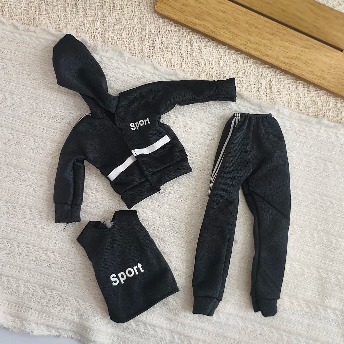Completo sportivo casual nero in stile baseball per bambole supermodella Babi Xianxian 1/6 FR da 30 cm, accessori per vestiti per bambole