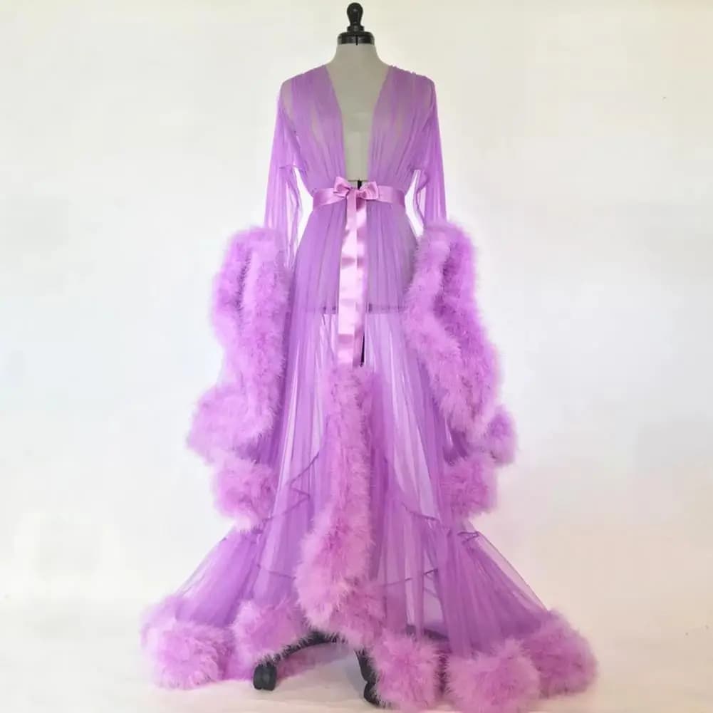 Abito da notte in rete per matrimonio Abito soffice a trapezio in rete Abito da cocktail con lacci traslucido con fiocco in vita seducente