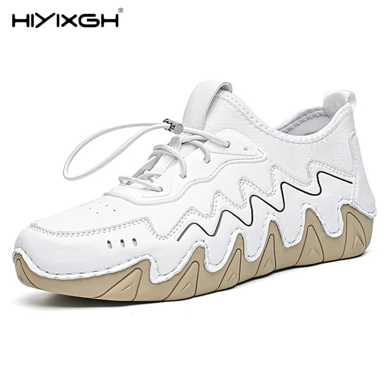Stivali autunnali e invernali da donna Scarpe da lavoro antiscivolo medio-alte Mocassini in pelle fatti a mano Sport casual Stivali nudi da donna con suola morbida
