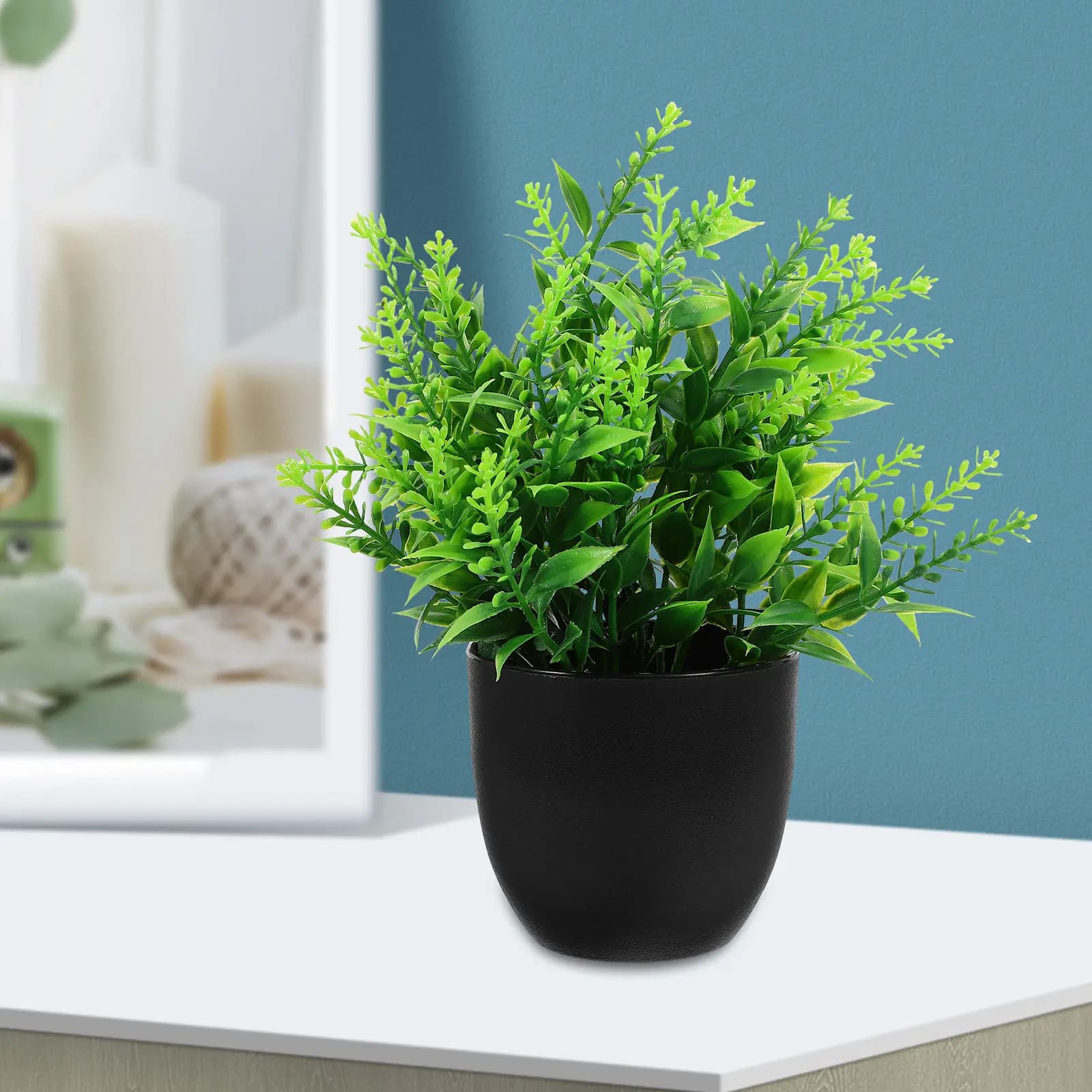 4Pcs Realistic Artificial Potted Plant Greenery Bonsai Decoration for Home Office Bedroom Garden Faux Small Bonsai Decor