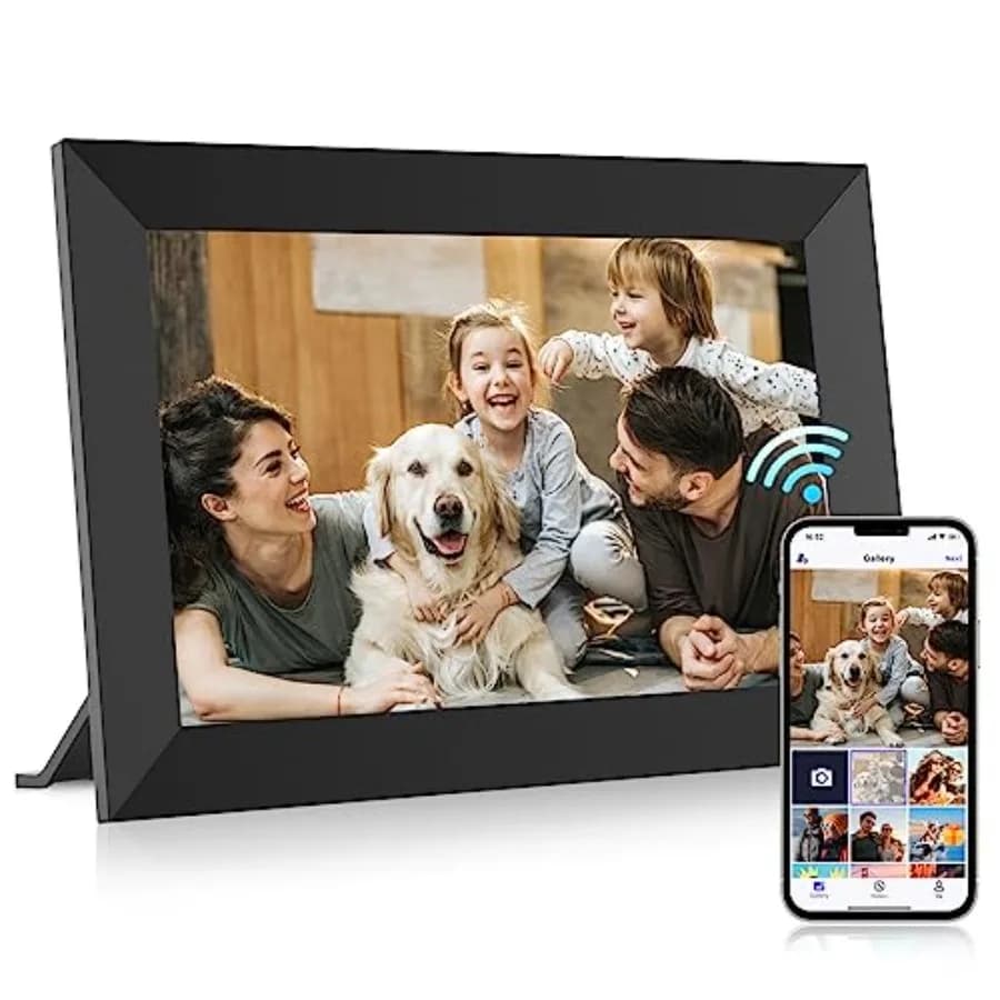 Cornice Digitale Uhale con 32GB di Memoria, Schermo Touch IPS da 10.1 Pollici, WiFi, Slot per Scheda SD, Display HD, Rotazione Automatica delle Immagini