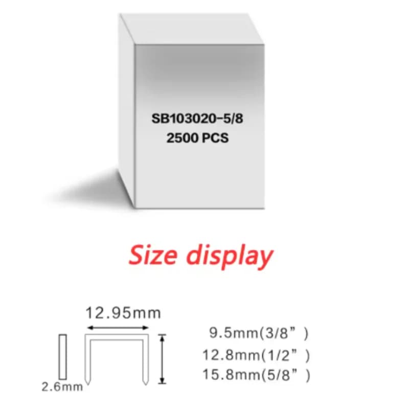 Chiodi SB da 2500 pezzi 103020 SP50-10B Chiodi per cucitrice pneumatica con chiusura in cartone per chiodi di tenuta Corona da 1/2" con gamba da 5/8 1/2 3/8