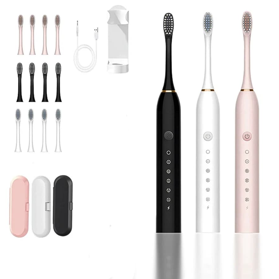 Waterproof IPX7 Adult Sonic Electric Toothbrush with DuPont USB Rechargeable High Frequency Cleaning 6 Modes