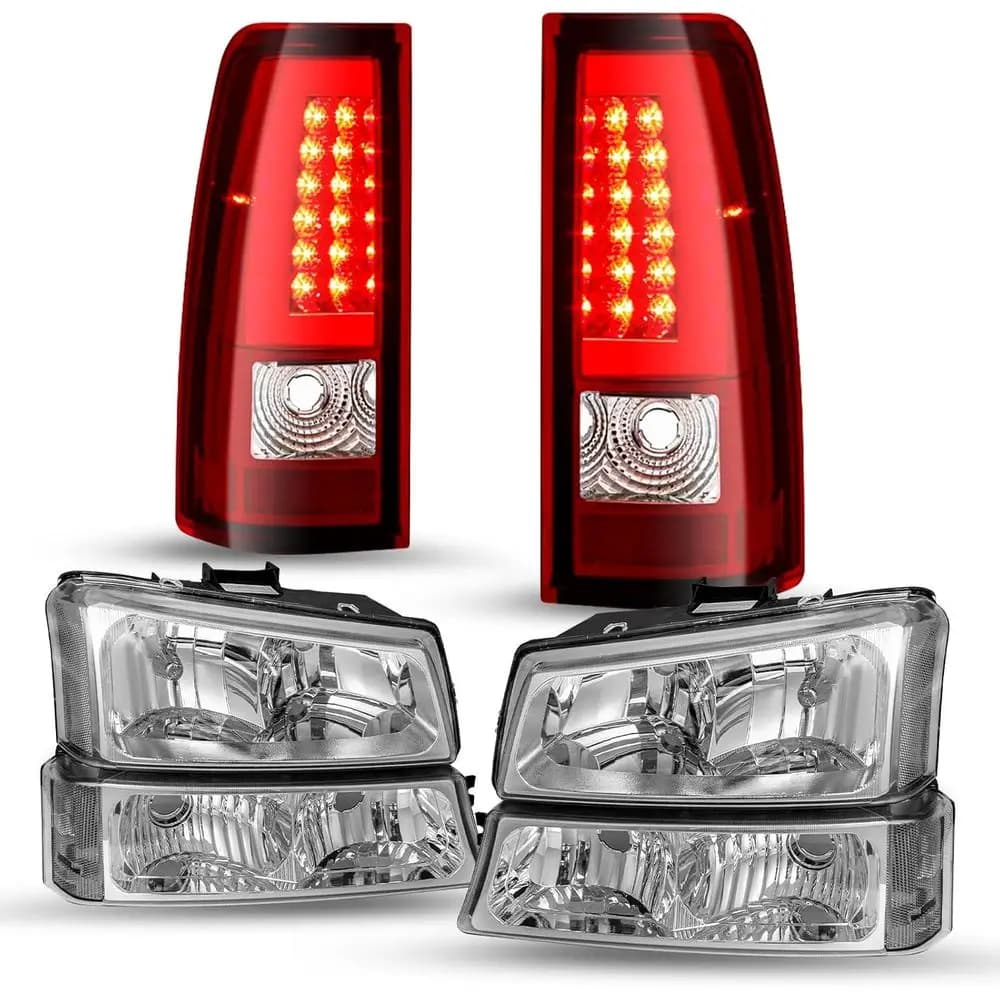 Set di 6 Fari Alogeni e Luci Posteriori a LED per Chevy Silverado 1500 2500 HD 3500 / Avalanche 2003-2006, Silverado Cla 2007