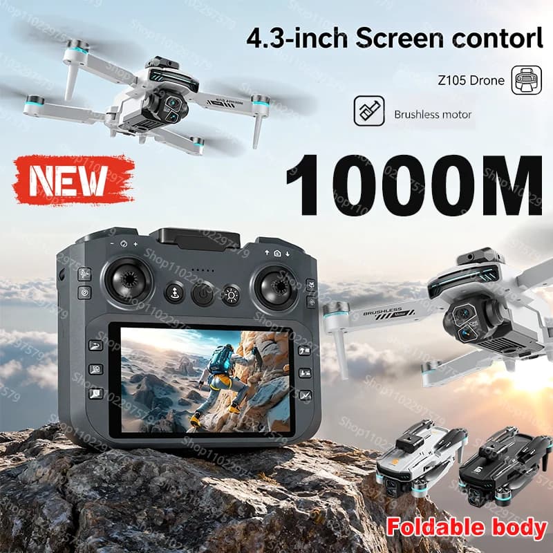 Nuovo Z105 Drone 8K Professionale HD Macchina Fotografica FPV Flusso Ottico Posizionamento Brushless 4.3 Pollici di Controllo Dello Schermo Piega Quadcopter Giocattolo Regalo
