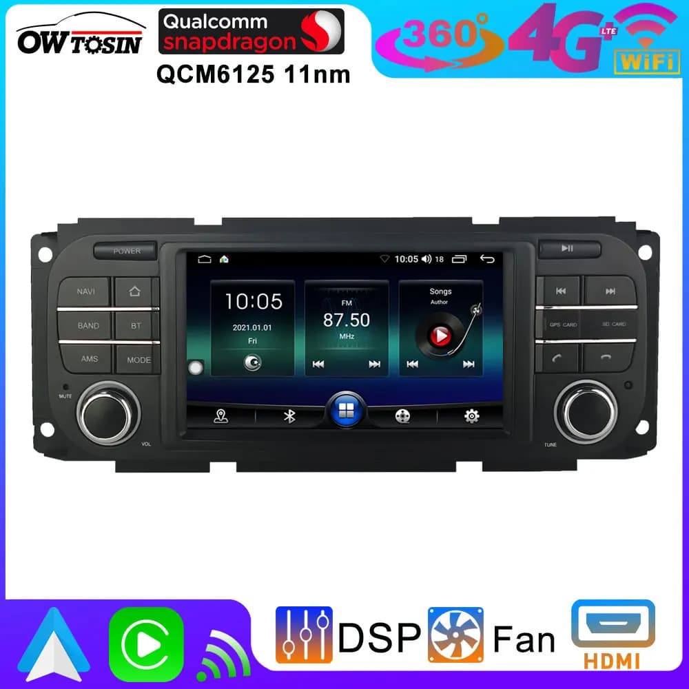 8G + 256G Android 13 CarPlay Autoradio Per Jeep Wrangler TJ Cherokee Chrysler Grand Voyager Dodge Viper Neon BT 5.0 GPS Stereo DSP