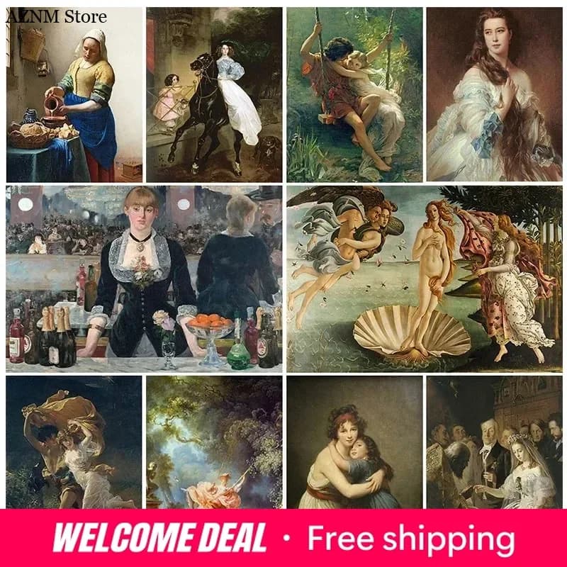 Famous Renaissance Canvas Paintings HD Posters Classic Wall Art Prints for Living Room Frameless Home Decor Gifts