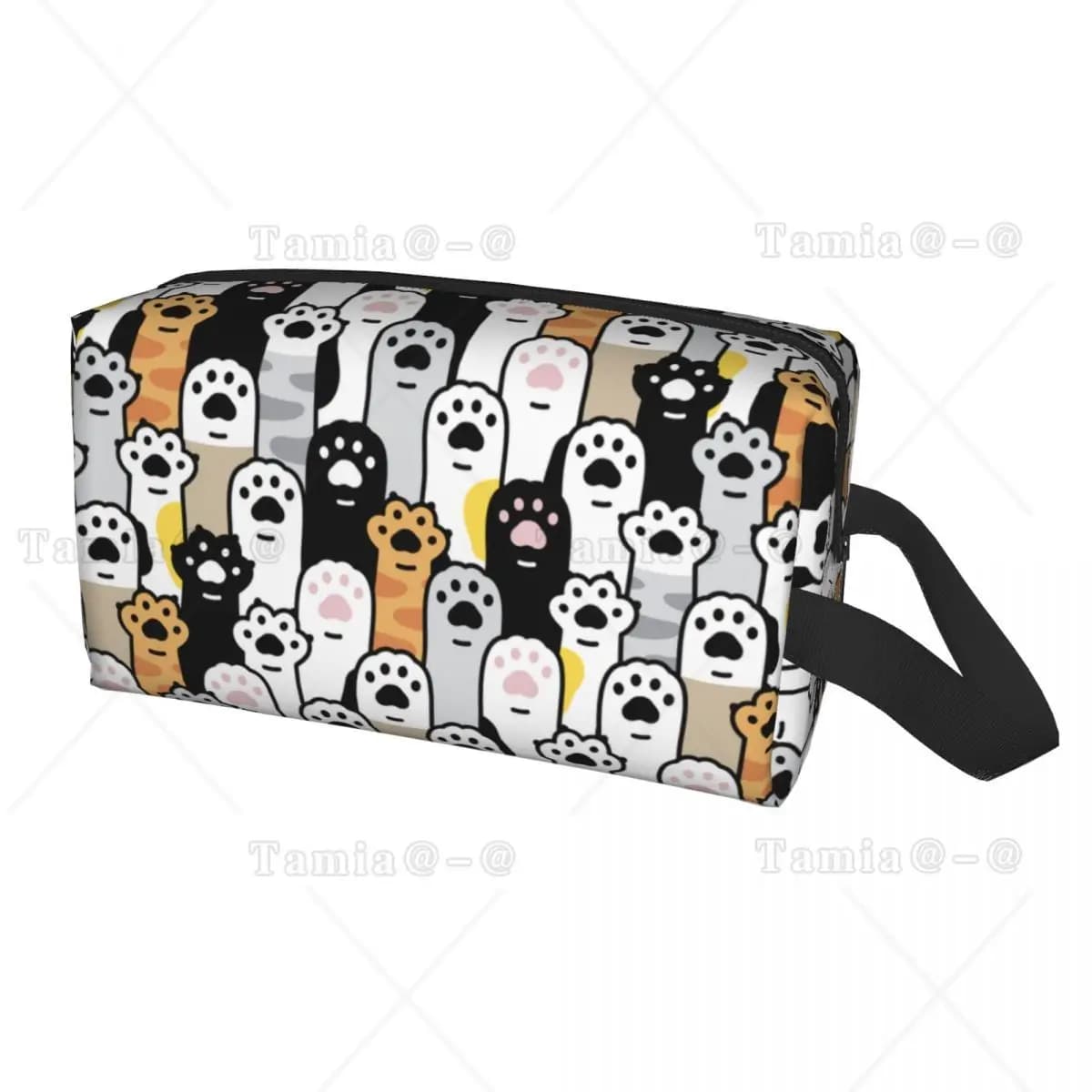 Borsa per il Trucco Personalizzata con Motivo di Impronte di Cane e Zampa di Gatto, Organizer Cosmetico da Viaggio per Donne, Graziosa Borsa per Toilette