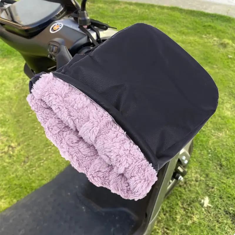 Guanti da bici elettrici invernali neri - Copri maniglie ispessite calde, guanti da moto in pelle PU antipioggia e antivento