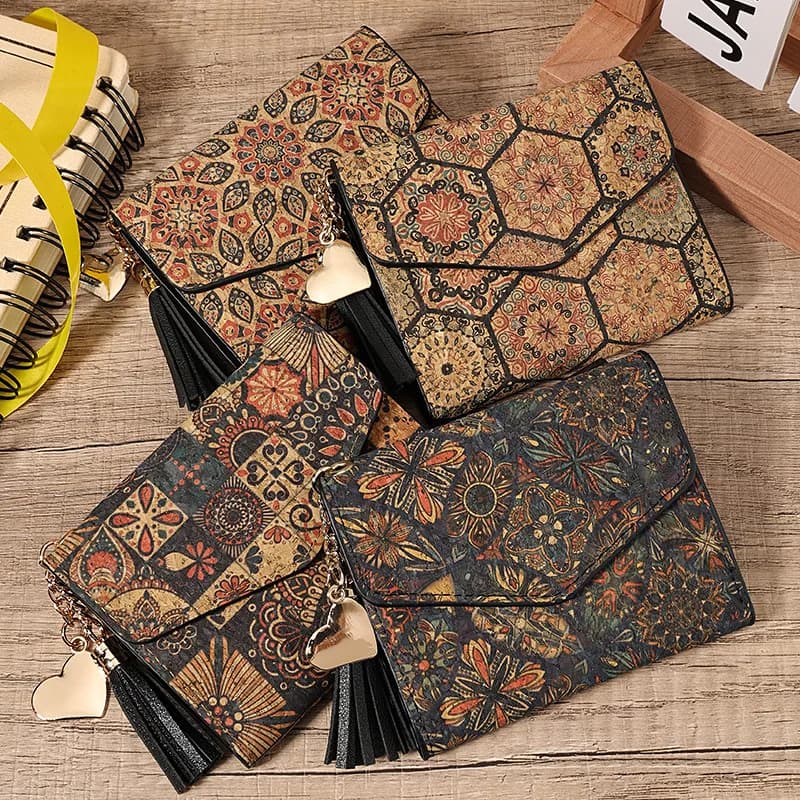 5pcs Wallets Women PU Geometry Printing Three Foldable Short Card Holder