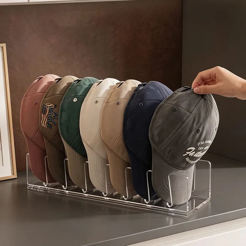 1pc/2pcs Rack di stoccaggio per cappelli in acrilico per la casa, espositore per cappelli, scaffale per cappelli da baseball per negozio di abbigliamento, staffa per cappelli a becco d'anatra