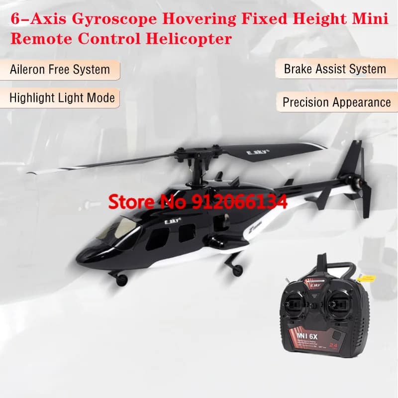 Elicottero RC Professionale con Giroscopio a 6 Assi, Senza Flybar, Telecomandato, Sistema di Assistenza al Freno di Volo 150M, Luci di Segnalazione