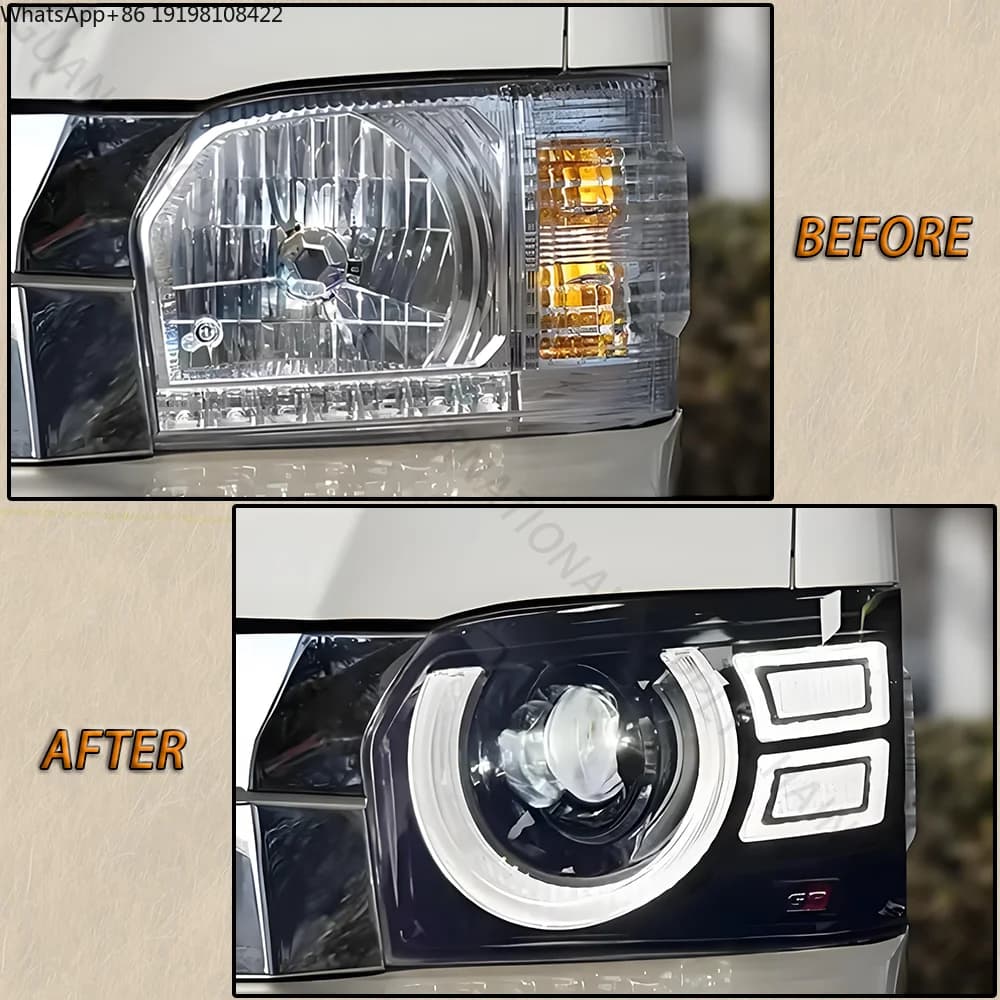 Gruppo Fari LED Auto Sindar, Accessori per Modifica Auto, Fari per Toyota Hiace 200 2005-2018 Long Van, 6000K 12V