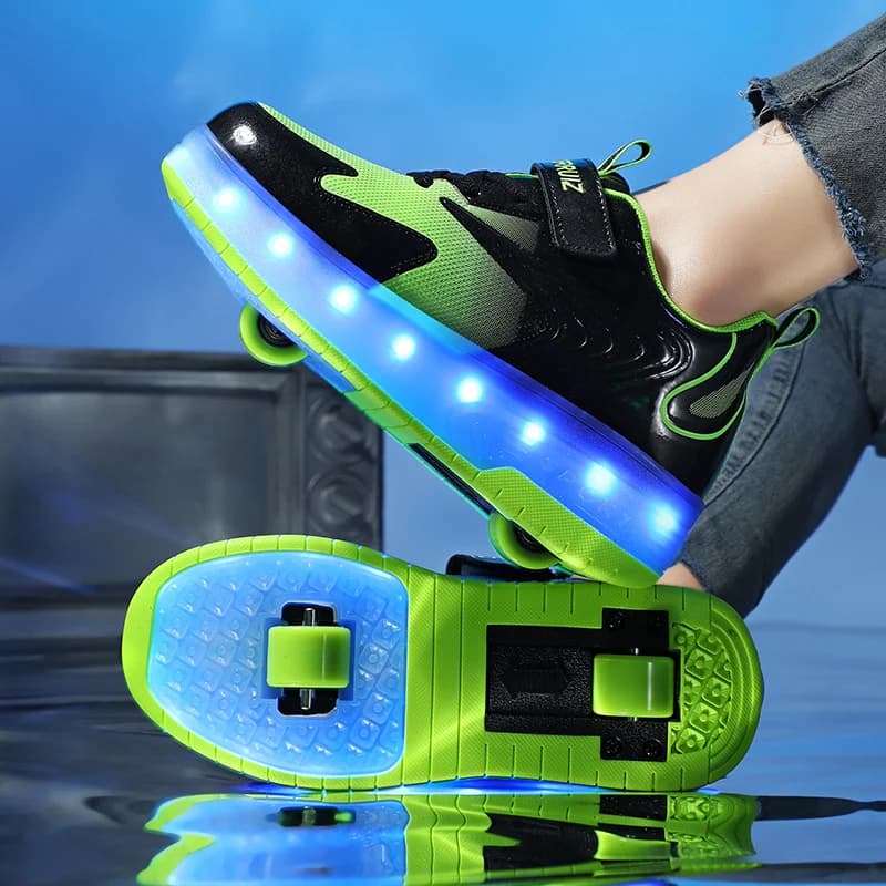28-40 Led 2 ruote Sneakers firmate per neonati maschi ragazze donne ricarica USB Luxury Glowing Roller Skate bambini scarpe leggere per bambini