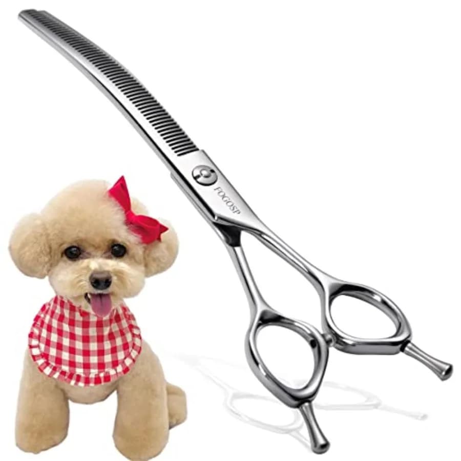 Forbici curve sfoltitrici per toelettatura cani 7.0''' - Professional scissors multipurpose brushing for pet grooming, discount 35%