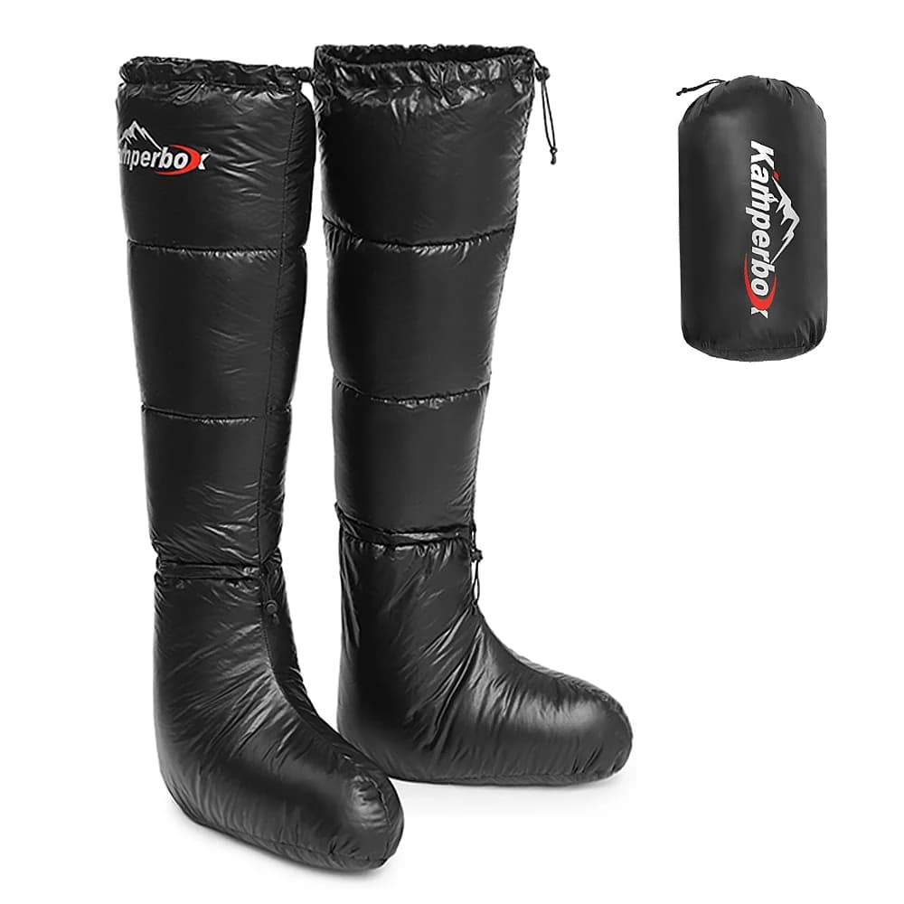 Winter Down Booties Socks Warm Soft Windproof Long Sleeping footffs with camping coulisse Backpacking sleeping bag tent