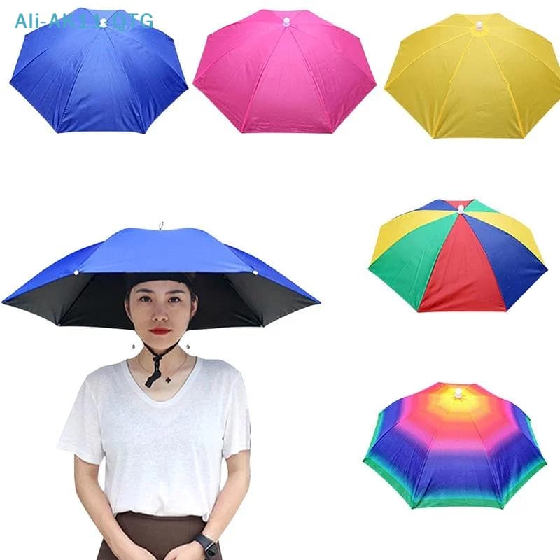 Hot! Head-mounted Umbrella FoldableWaterproof UV Protection Sun Rain Cap For Outdoor Fishing Camping Beach For Men Women