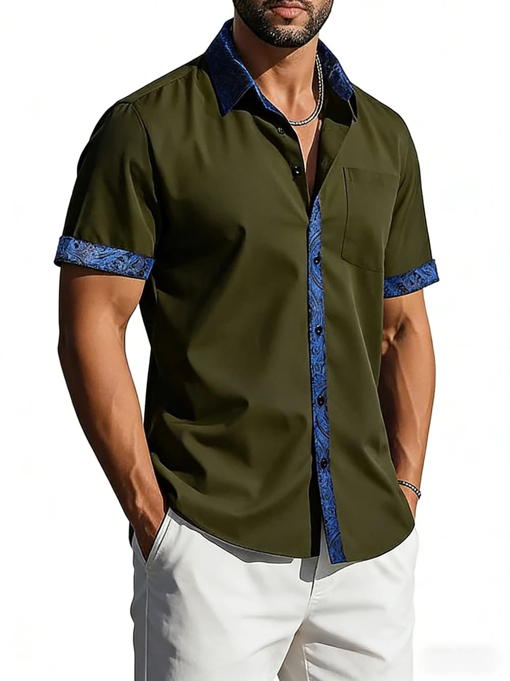 Men's Minimalist Shirt, Fashionable and Colorful 3D Printed Black Shirt, Hawaii Vacation Business Men's Clothing