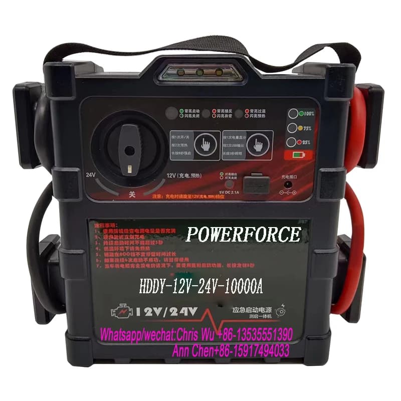 Avviatore di emergenza per camion compatto 12V 24V Batteria per carichi pesanti Booster Jumper Box 10000A Amplificatori di picco Avviamento di emergenza al litio Picco 72000mAh