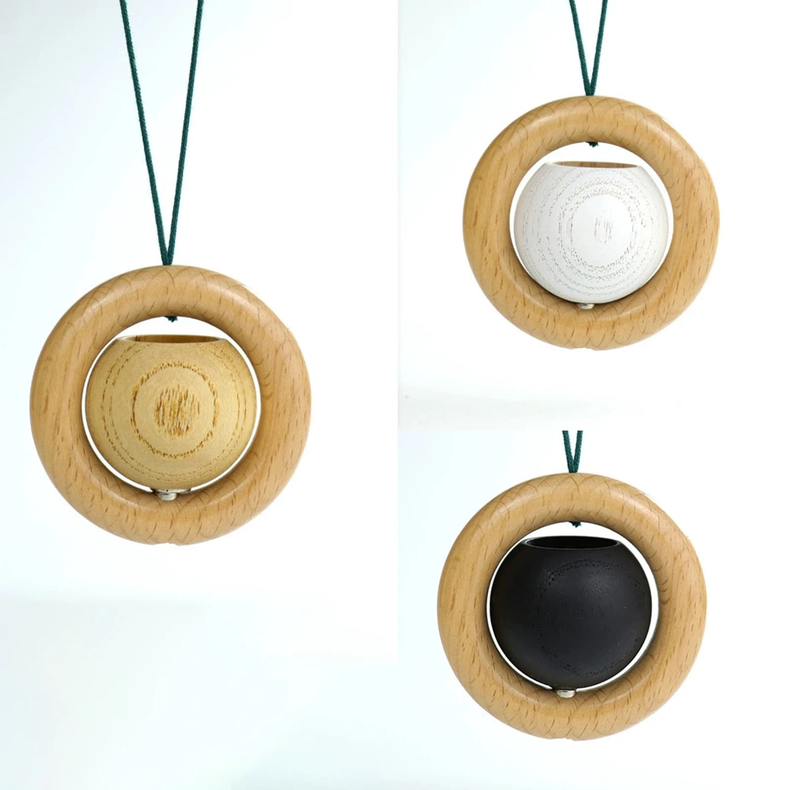 Diffusore circolare magnetico in legno da 1 pezzo - Ciondolo per aromaterapia con oli essenziali in legno massello per auto e casa
