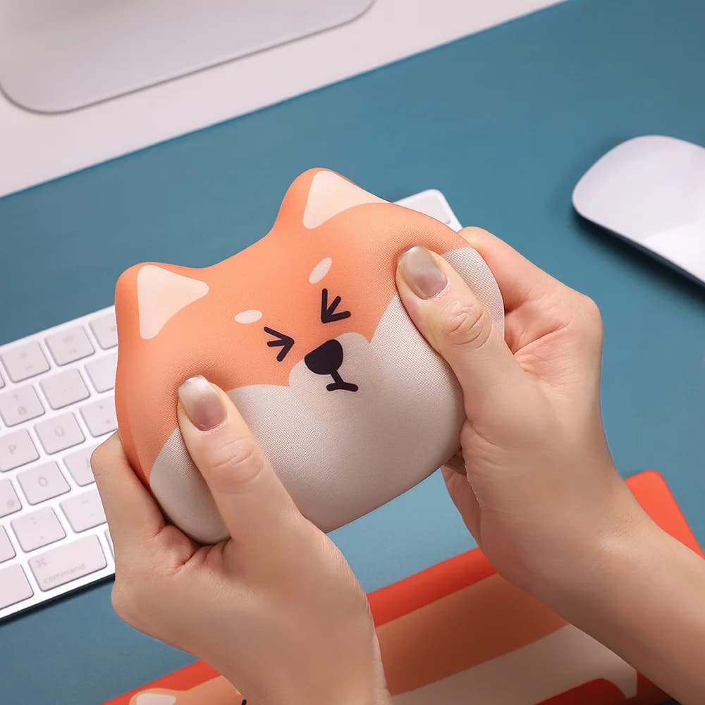 Simpatico tappetino per protezione per il polso Shiba Inu, supporto per tastiera, memory, in cotone, per computer da ufficio, per mouse, per alleviare il dolore
