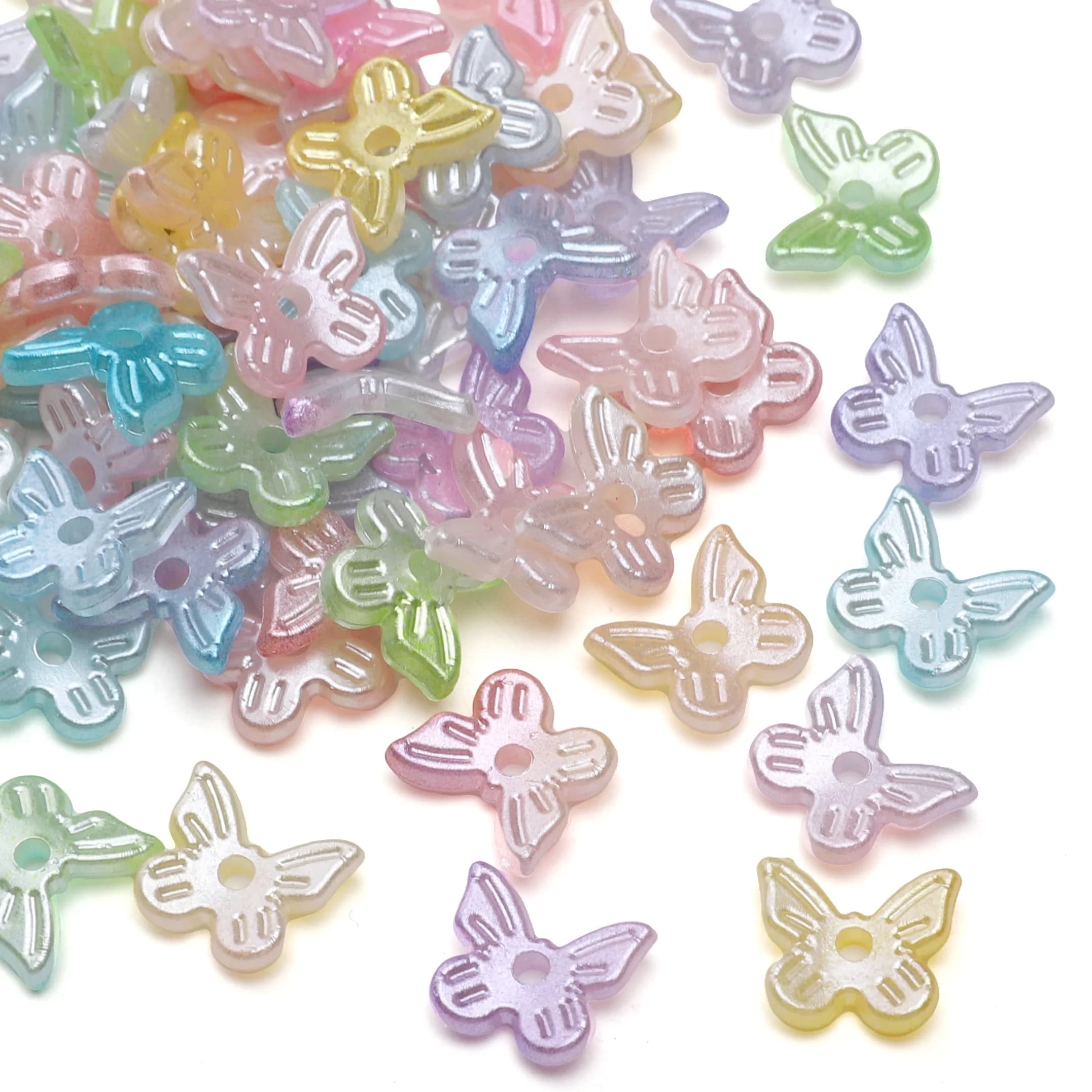 100 pezzi di perline a farfalla bicolore in ABS perline distanziatrici allentate per la creazione di gioielli accessori per collane orecchini fai da te