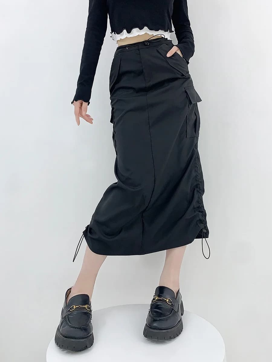 High Waist A-Line Skirt for Women Casual Spring Fashion American Retro Workwear Design Split Sexy Girl Skirts