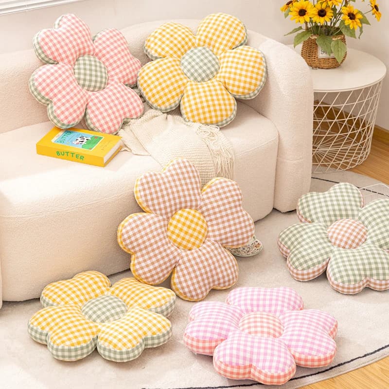 Cuscino per Adulti, Decorazione per la Casa, Supporto Lombare, Cuscino Decorativo in Tessuto a Quadri con Quadrifoglio
