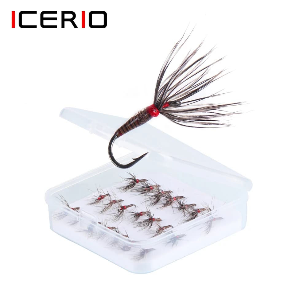 ICERIO 21 pz/scatola Expoxy Body Red Collar Tenkara mosche #14 #16 #18 assortiti Reverse Hackle Dry Fly Tenkara Fishing Lure Baits