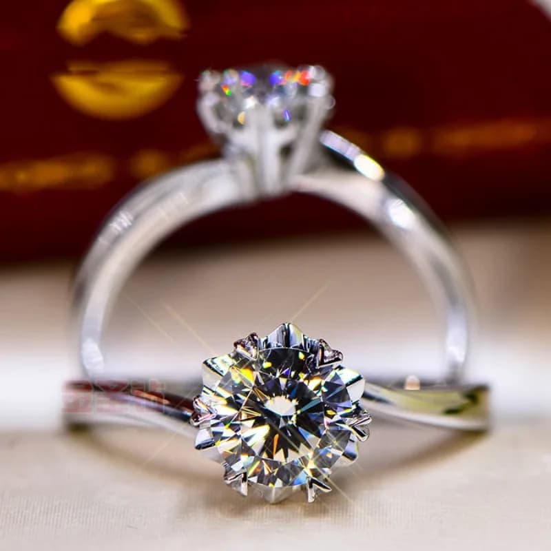 Live Internet Celebrity Esplosione Simulazione Anello di diamanti Otto cuori Otto frecce Zircone Carato Moissanite Fiocco di neve Ar
